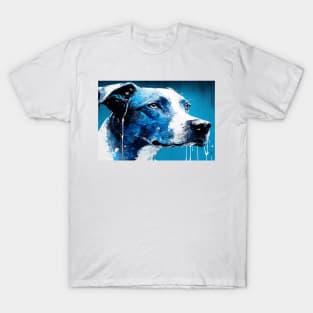 Abstract Splash Painting Of A Dog In Blue And White Colours T-Shirt